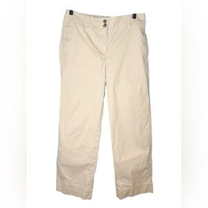 Talbots Women’s Wide Leg Flat Front Preppy Tan Cotton Khakis Pants Sz 4